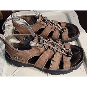 Keen Mens River Sandals Mens 8 M Brown Leather Fabric Cinch Washable Waterproof